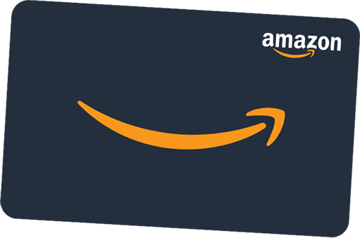 Amazon gift card featuring a dark background with the company's logo