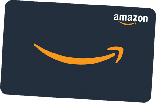 Amazon gift card featuring a dark background with the company's logo